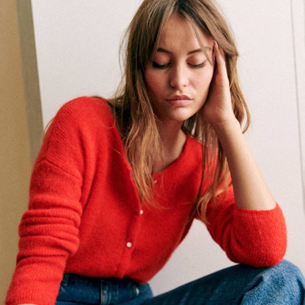 SEZANE GASPARD CARDIGAN - Red XXXL
